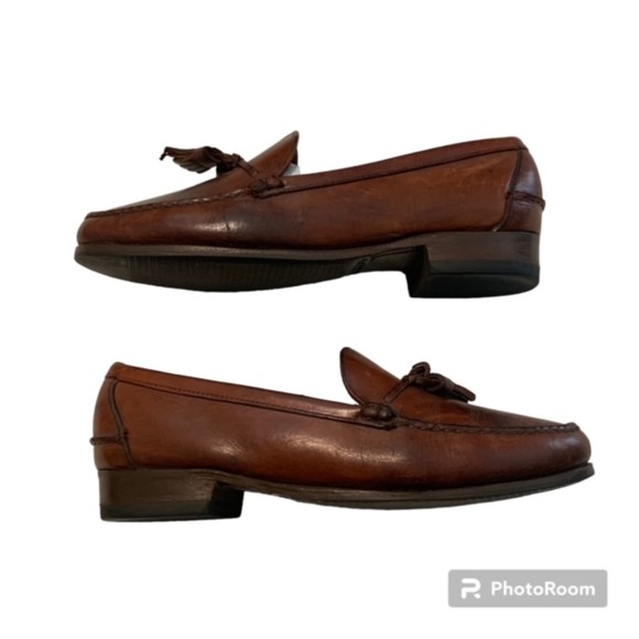 Baker Benjes Mens Brown Leather Slip On Tasseled Loafers Size 8 D main image 7